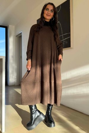 Copenhagen Crackle Cocoon Dress Chocolate